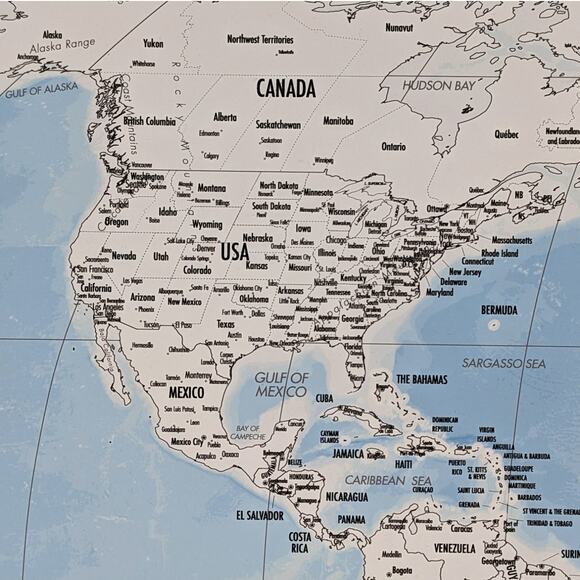 WORLD MAP TRAVEL POSTER Ready to Color-In 24x36 Countries Flags ~ Landmass Goods - Picture 3 of 8